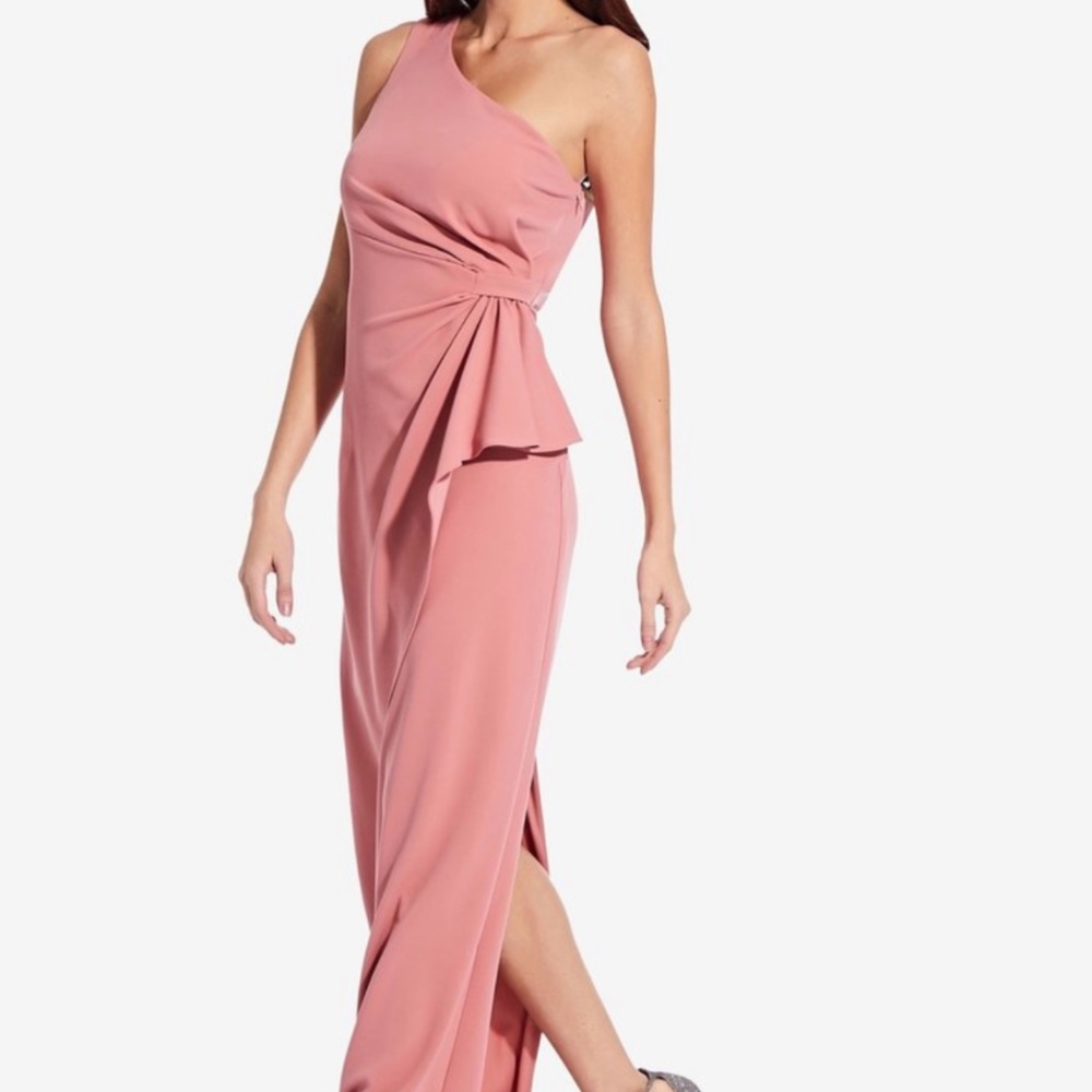 NEW Adrianna Papell-One Shoulder Long Dress Size 0